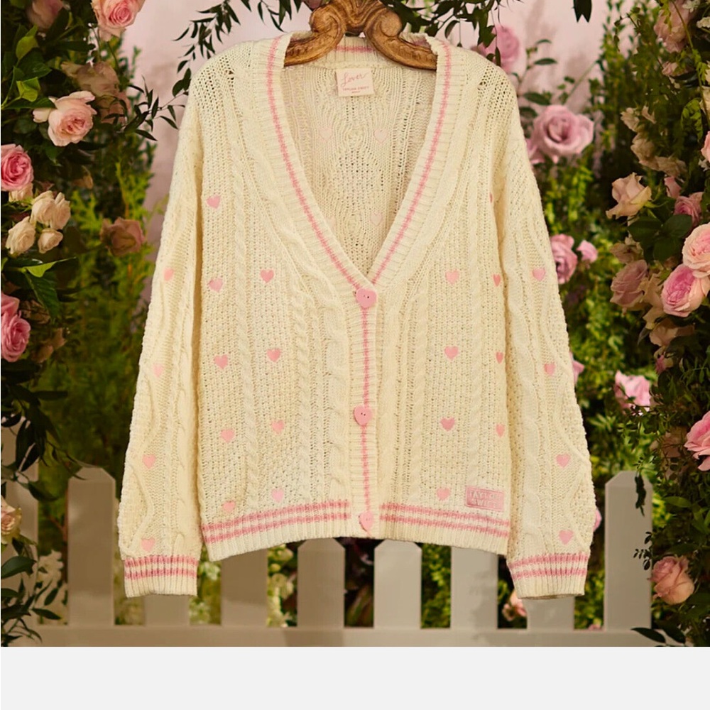 Cream and Pink Heart Sweater